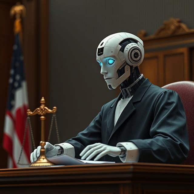 Фотография, созданная нейросетью deepai.org по текстовому запросу "artificial intelligence judge" ("искусственный интеллект судья")