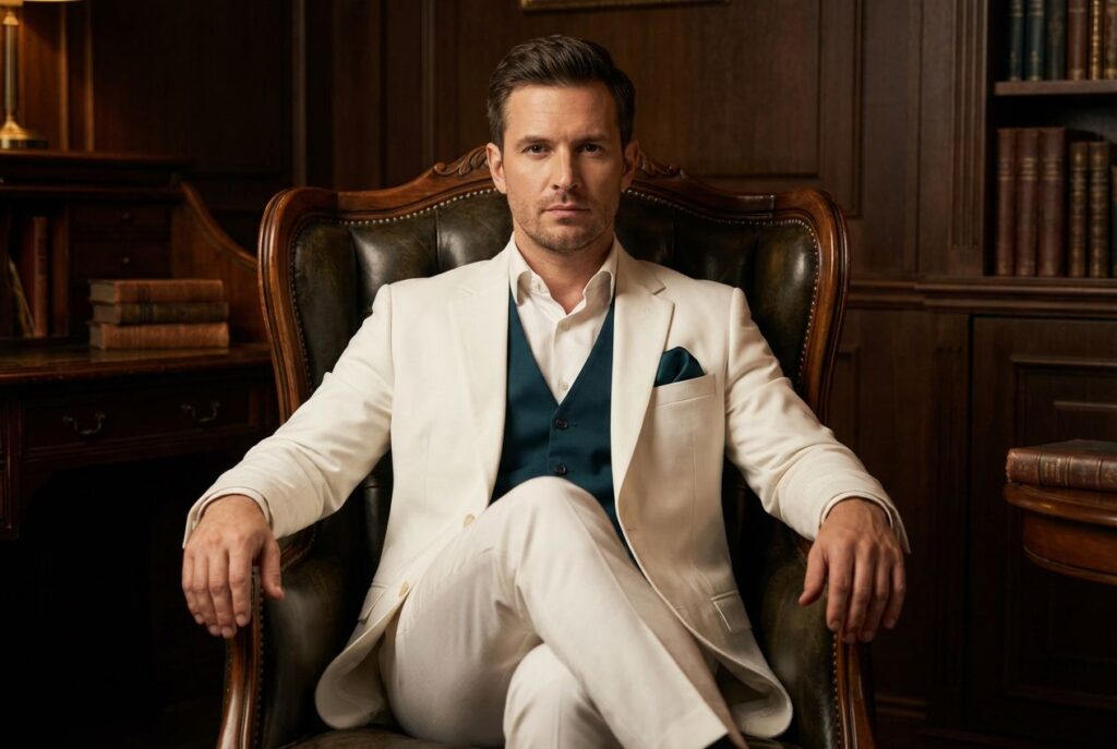 Портрет мужчины в классическом интерьере — работа нейросети Flux Портрет мужчины в классическом интерьере — работа нейросети Flux