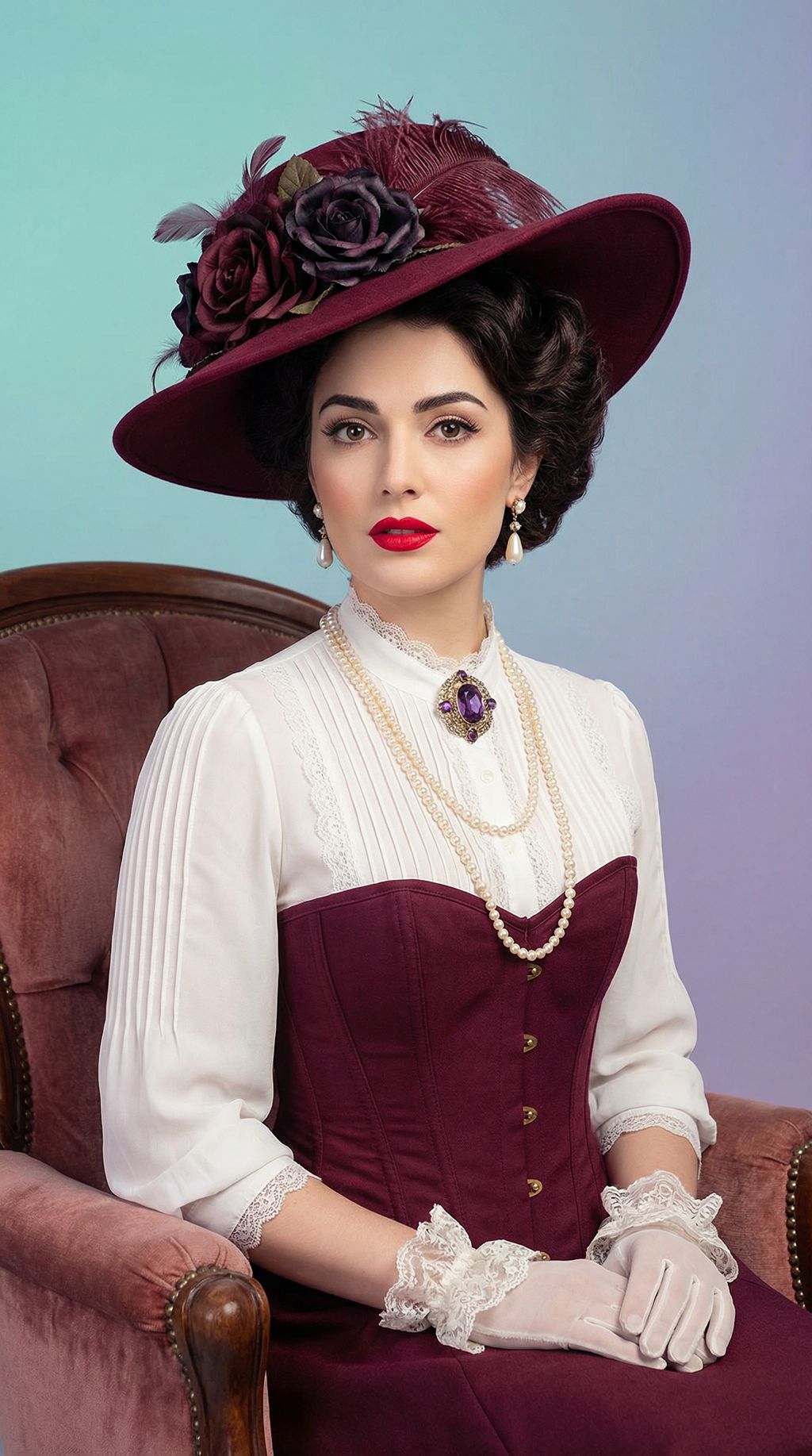 Портрет девушки в элегантном ретро-образе — фото нейросети Flux Портрет девушки в элегантном ретро-образе — фото нейросети Flux