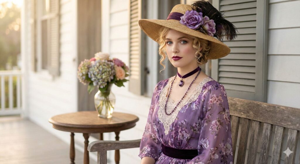 Портрет девушки в стиле ретро-элегантности — работа нейросети Gemini