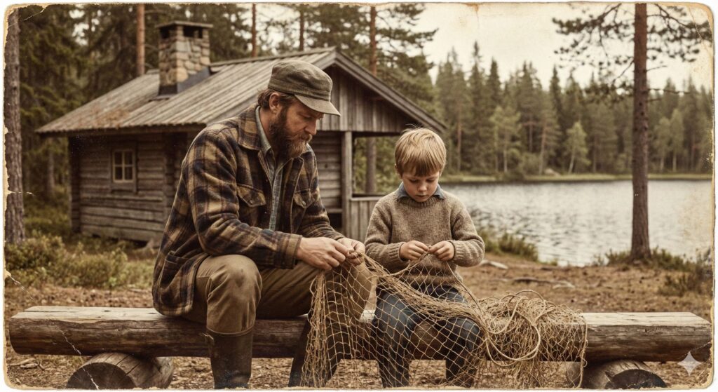 Винтажная сцена лесного быта — работа нейросети Gemini Винтажная сцена лесного быта — работа нейросети Gemini