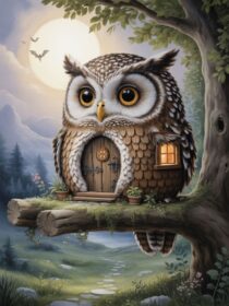 ideogram__fantasy__owl-cottage-on-tree-branch-2