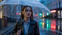 Русская девушка под дождём: фото созданное с помощью нейросети Ideogram