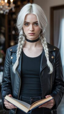 Портрет таинственной девушки с книгой — изображения, сгенерированные нейронкой Ideogram