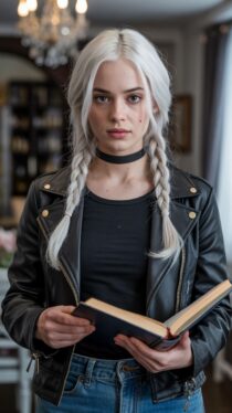 Портрет таинственной девушки с книгой — изображения, сгенерированные нейронкой Ideogram