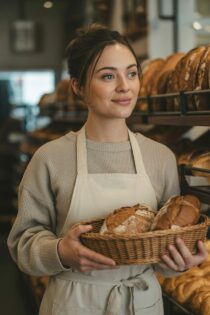 Девушка и свежий хлеб — работа Ideogram