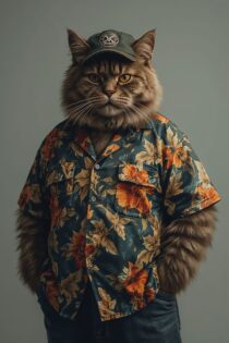 Кот в гавайской рубашке: изображения Leonardo.AI + промпт