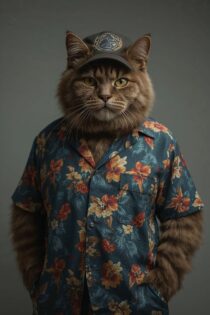 Кот в гавайской рубашке: изображения Leonardo.AI + промпт