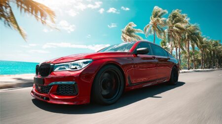 Красный роскошный автомобиль у моря:, нейросеть MidJourney, горизонтальное фото 3 Красный роскошный автомобиль у моря:, нейросеть MidJourney, горизонтальное фото 3