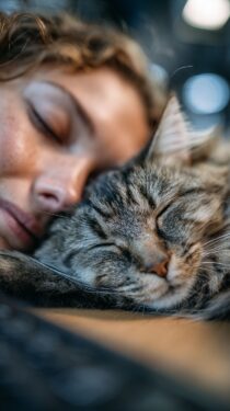 Генерация фотографий нейросетью MidJourney: рабочее место с котом в кадре