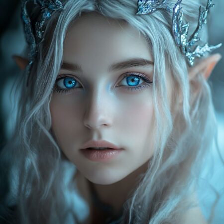 Midjourney - cosplay portrait of a magical elf woman of 19 years old, blue eyes, cosplay aura