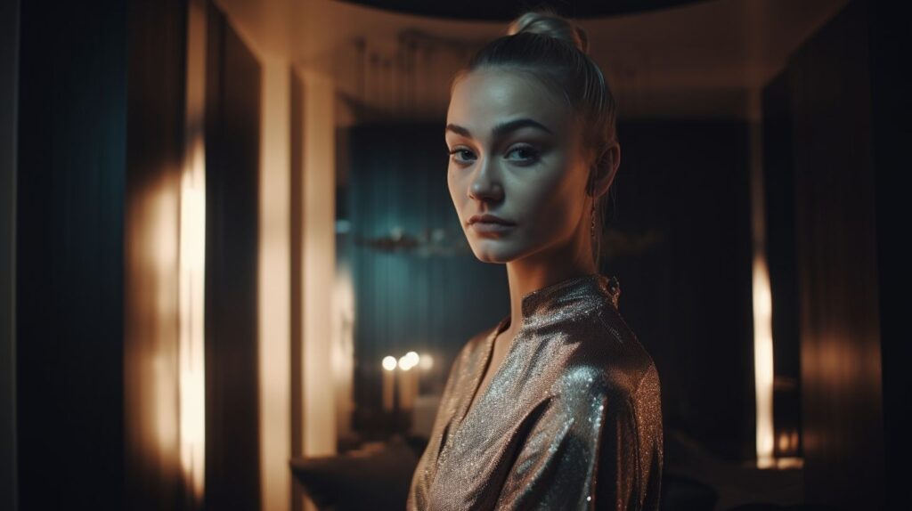 Midjourney - Glamorous 21-year-old Russian woman in a designer avant-garde outfit, sleek luxury apartment, cinematic soft lighting --v 5 --q 2 --ar 16:9