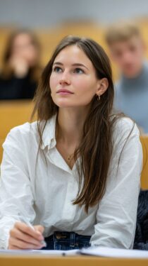 Красивые русские девушки-студентки в университете: фото сгенериронные нейросетью MidJourney, промпт