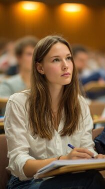 Красивые русские девушки-студентки в университете: фото сгенериронные нейросетью MidJourney, промпт