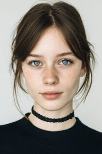 18-ти летняя русская девушка с чокерами и веснушками: нейросеть MidJourney