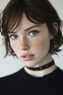 18-ти летняя русская девушка с чокерами и веснушками: нейросеть MidJourney