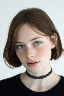 18-ти летняя русская девушка с чокерами и веснушками: нейросеть MidJourney