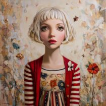 Сюрреалистичный портрет девушки с цветами: изображения MidJourney, фото+промпт