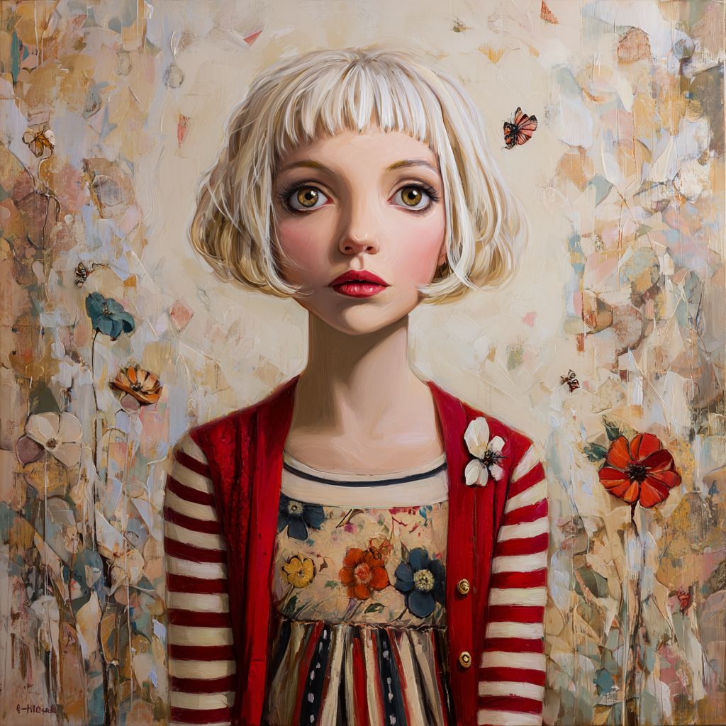 Сюрреалистичный портрет девушки с цветами: изображения MidJourney, фото+промпт Сюрреалистичный портрет девушки с цветами: изображения MidJourney, фото+промпт