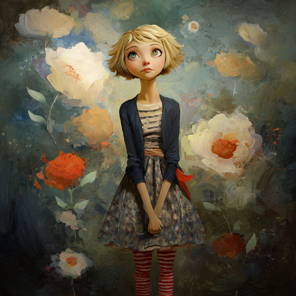 Сюрреалистичный портрет девушки с цветами: изображения MidJourney, фото+промпт Сюрреалистичный портрет девушки с цветами: изображения MidJourney, фото+промпт
