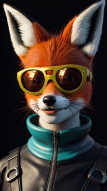 Портрет мультяшного лиса в стиле неонпанк – Промпт Stable Diffusion